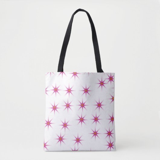 Neon roze gloeiende sterren patroon tote bag (Voorkant)