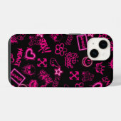 Neon roze graffiti iPhone case Hoesje (Achterkant horizontaal)