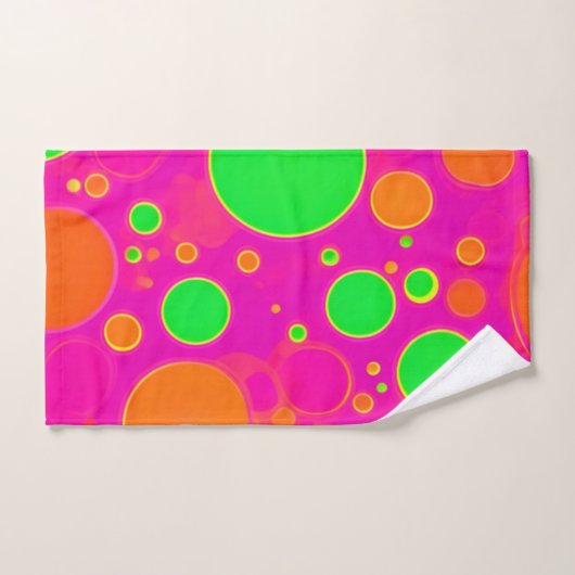 Neon Roze & Groen Retro Cirkel Ontwerp Bad Handdoek (Handdoek)