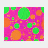 Neon Roze & Groen Retro Cirkel Ontwerp Fleece Deken (Voorkant (Horizontaal))