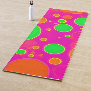 Neon Roze & Groen Retro Cirkel Ontwerp Yogamat