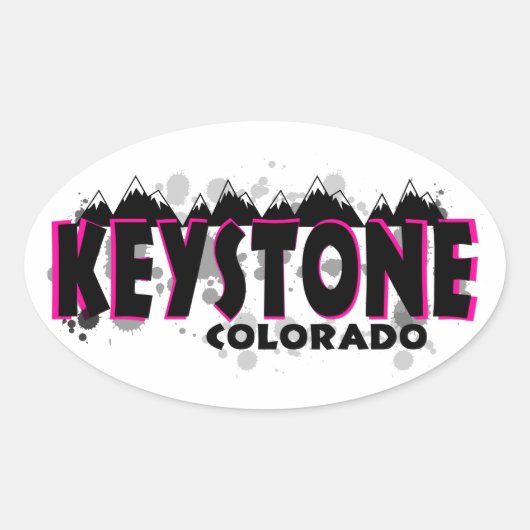 Neon roze grunge Keystone Colorado Ovale Sticker (Voorkant)