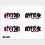 Neon roze grunge Keystone Colorado Ovale Sticker (Vel)