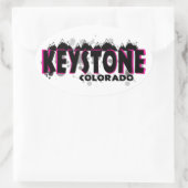 Neon roze grunge Keystone Colorado Ovale Sticker (Tas)