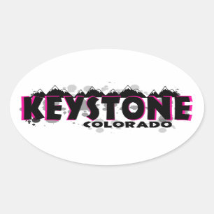 Neon roze grunge Keystone Colorado Ovale Sticker