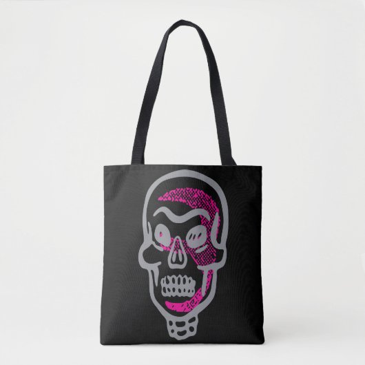 Neon Roze Halloween Schedel Tote Bag (Voorkant)