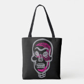 Neon Roze Halloween Schedel Tote Bag (Achterkant)