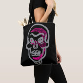 Neon Roze Halloween Schedel Tote Bag (Dichtbij)