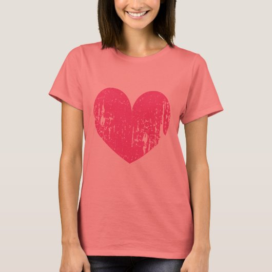 Neon roze  hart t shirt voor vrouwen (Voorkant)