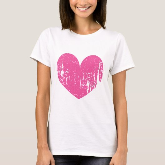 Neon roze hart t shirt voor vrouwen (Voorkant)