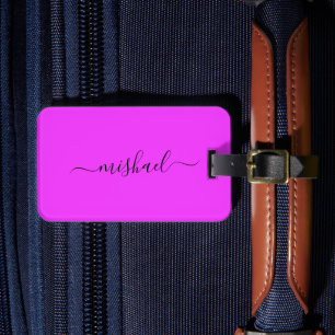 Neon roze, helder Paarse, typografie, personaliser Bagagelabel