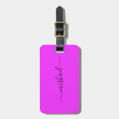 Neon roze, helder Paarse, typografie, personaliser Bagagelabel (Voorkant verticaal)