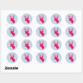 Neon roze hert silhouet ronde sticker (Vel)