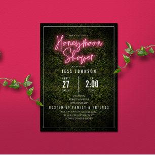Neon Roze Honeymoon Shower Kaart