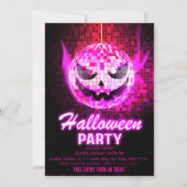 Neon Roze Jack O Lantern Disco Bal Halloween Kaart (Voorkant)
