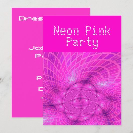 Neon roze kaart (Voorkant / Achterkant)