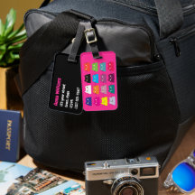 Neon Roze Kat Bagage Label Stevig Reizen Cute