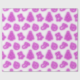 Neon Roze Kerstmis op Wit Cadeaupapier