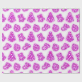 Neon Roze Kerstmis op Wit Cadeaupapier