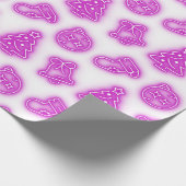 Neon Roze Kerstmis op Wit Cadeaupapier (Hoek)