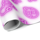 Neon Roze Kerstmis op Wit Cadeaupapier (Rol Hoek)