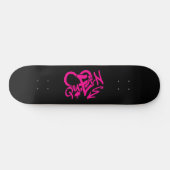 Neon Roze “Koningin” Graffiti Persoonlijk Skateboard (Horizontaal)