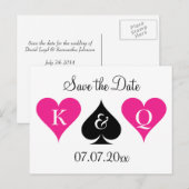 Neon roze Las Vegas bruiloft save the date briefka Aankondigingskaart (Voorkant / Achterkant)