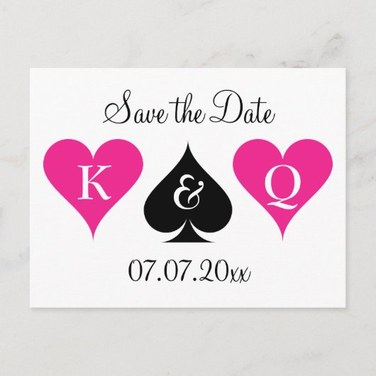 Neon roze Las Vegas bruiloft save the date briefka Aankondigingskaart (Voorkant)