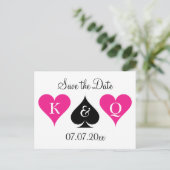 Neon roze Las Vegas bruiloft save the date briefka Aankondigingskaart (Staand voorkant)