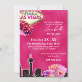 Neon Roze Las Vegas Silhouette Kaart (Voorkant)