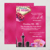 Neon Roze Las Vegas Silhouette Kaart (Voorkant / Achterkant)