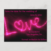 neon roze liefde met briefkaart voor date bruiloft (Voorkant)