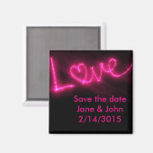 neon roze liefde red date bruiloft magnet (Voorkant / Achterkant)