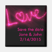 neon roze liefde red date bruiloft magnet (Voorkant)