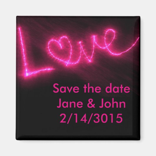 neon roze liefde red date bruiloft magnet (Voorkant)