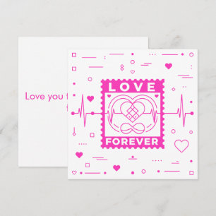 Neon Roze Liefde Voor Altijd Valentijnsdag Stempel Feestdagenkaart