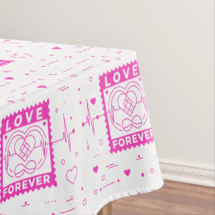 Neon Roze Liefde Voor Altijd Valentijnstempel Tafelkleed