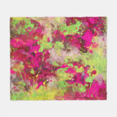Neon Roze Lime Abstract Spat-art Dekbed Fleece Deken (Voorkant (Horizontaal))