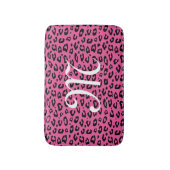 Neon roze luipaard dierprint monogram badmat (Voorkant Verticaal)