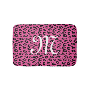 Neon roze luipaard dierprint monogram badmat