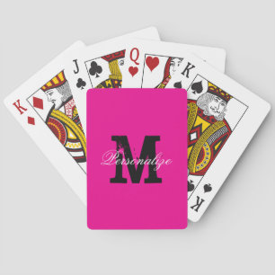 Neon roze maatwerk monogram speelkaarten