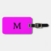 Neon Roze Magenta Monogram Zwart Aangepaste Naam C Bagagelabel (Voorkant horizontaal)
