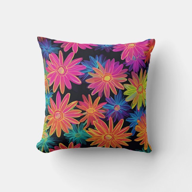 Neon Roze Margriet Kussen (Voorkant)