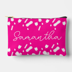 Neon roze menstruatiepad Patroon naam eerste perio Etui