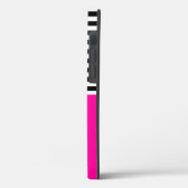 Neon roze met zwarte en witte strepen Case-Mate iPhone case (Achterkant / Links)
