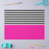 Neon roze met zwarte en witte strepen tissuepapier (Craft)