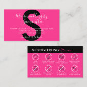 Neon Roze Microneedling Nazorg Poster Instructie Visitekaartje (Voorkant / Achterkant)
