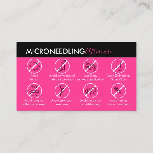 Neon Roze Microneedling Nazorg Poster Instructie Visitekaartje (Achterkant)