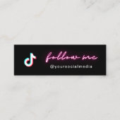 Neon Roze Minimalist Volg TikTok & QR Code Mini Visitekaartje (Voorkant)