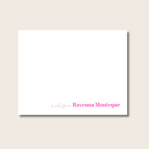 Neon Roze Minimalistische Gepersonaliseerde Naam E Notitiekaartje